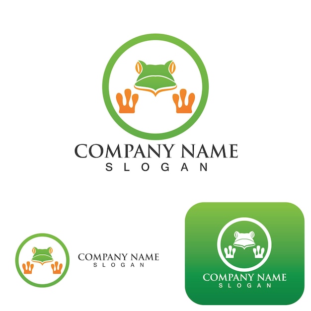 Лягушка зеленый логотип и символ вектор