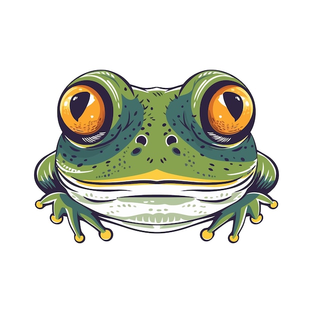 Frog head logo design Abstract drawing frog face Cute frog face isolated Vector illustration