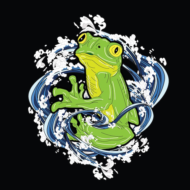 Vector frog illustration with japanese style for kaijune event