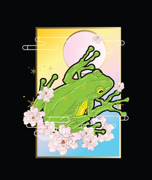 frog illustration with japanese style for kaijune event