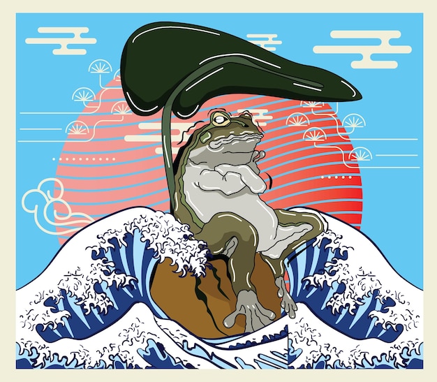 иллюстрация лягушки в японском стиле