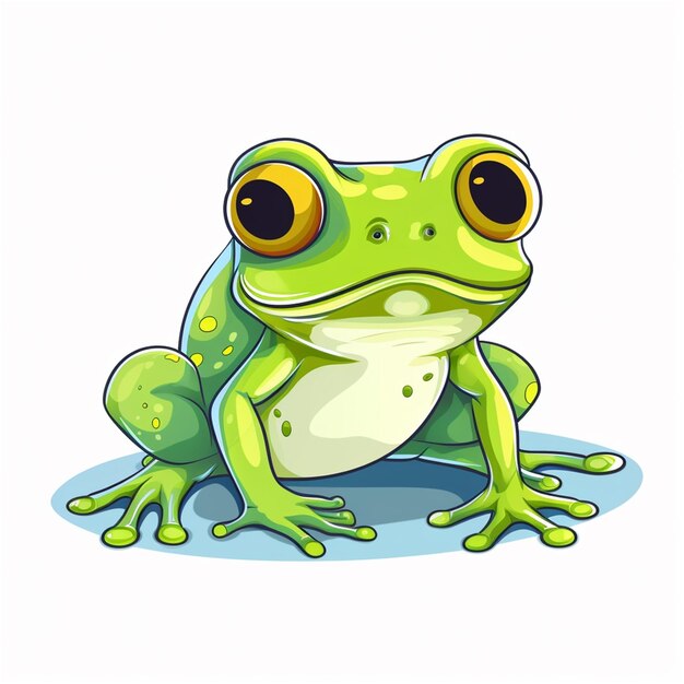 Frog isolated on white background Cute cartoon frog Vector illustration