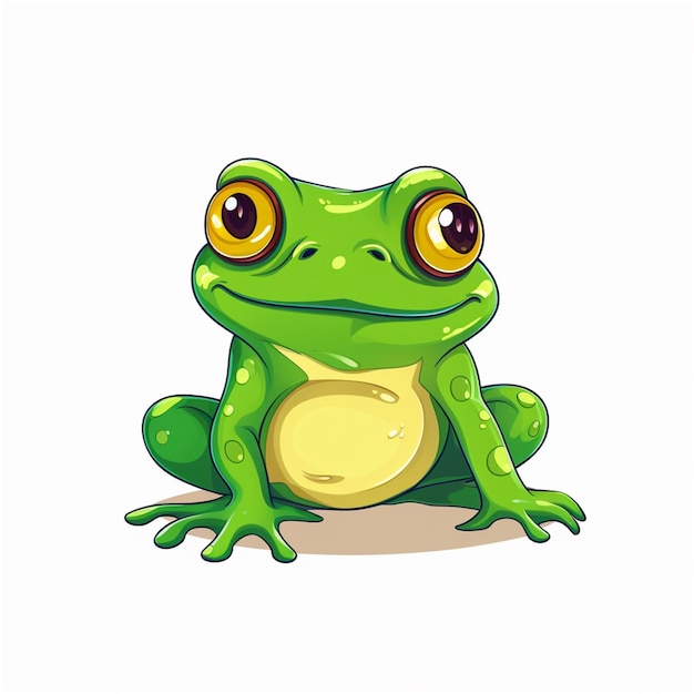 Frog isolated on white background Cute cartoon frog Vector illustration