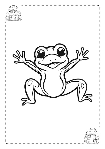 Vector frog kids coloring pages interior