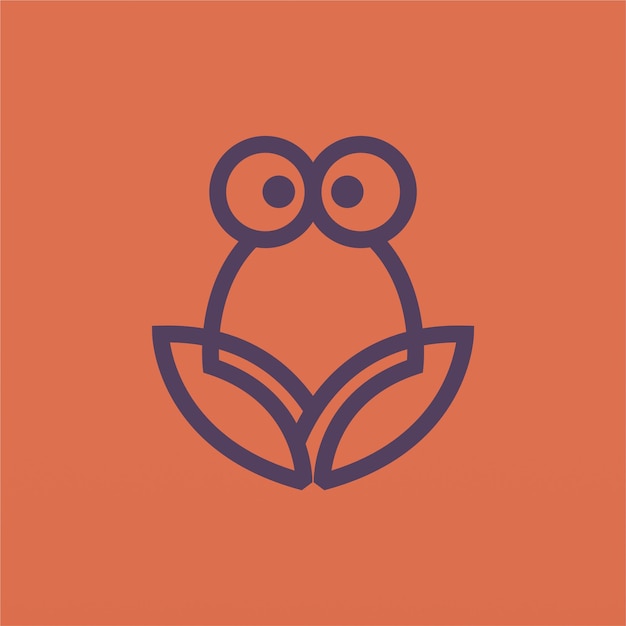 カエルのロゴのデザイン コンセプト シンプルなカエルのシルエットのロゴのテンプレート