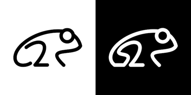 カエルのロゴ デザイン ライン アイコン ベクトル図