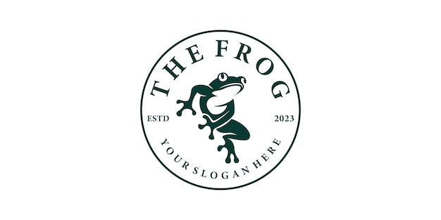 Vettore illustrazione vettoriale del disegno dell'emblema del logo della rana