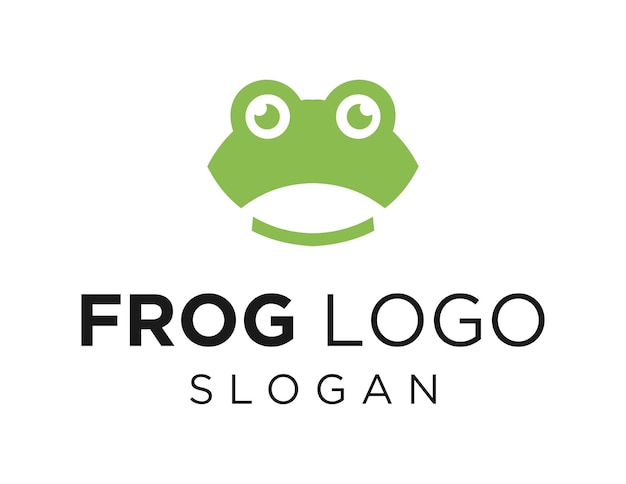 A frog logo that is green and black