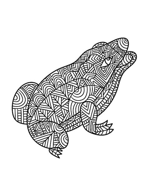 성인을 위한 개구리 만다라 색칠 공부 페이지