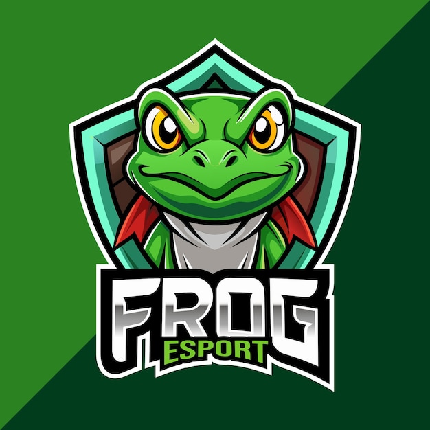 개구리 마스코트 esport 로고 디자인과 방패