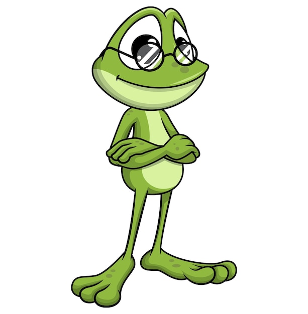 Frog mascot with glasses cartoon illustration