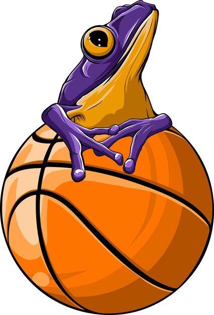 Frog mascotte on a basket ball