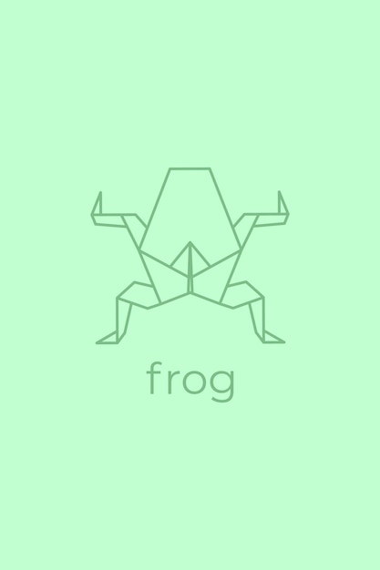 Frog origami Abstract line art frog logo design Animal origami Animal line art Pet shop outline illustration Vector illustration