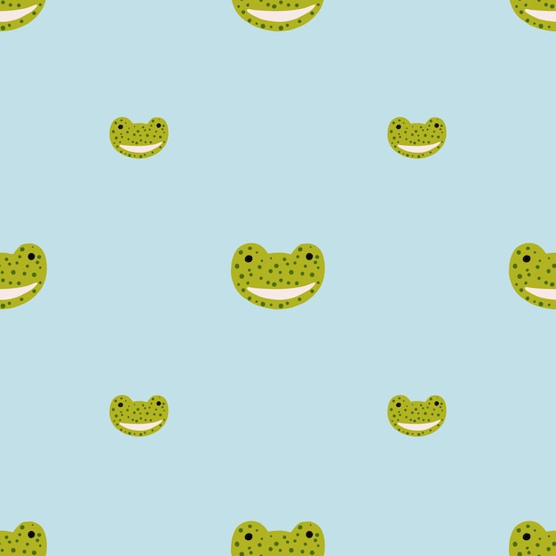 Frog pattern seamless in freehand style. head predator on colorful background. vector illustration for textile prints, fabric, banners, backdrops and wallpapers.