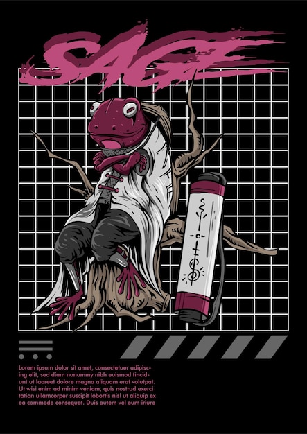 Frog sage illustration streetwear design