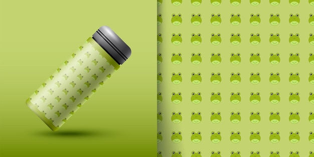 Vector frog seamless pattern with bottle