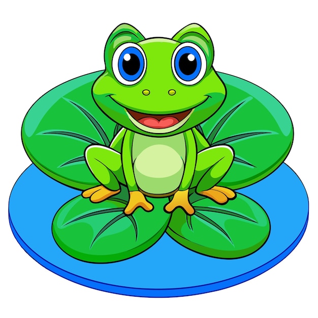 a frog sits on a blue and green leaf