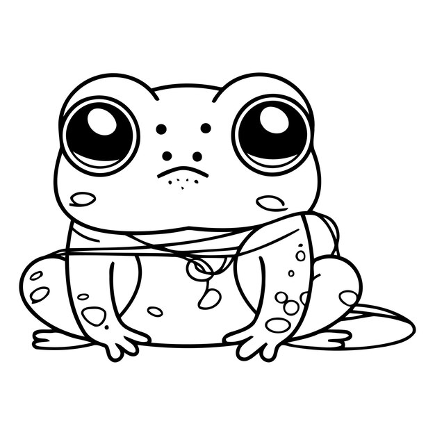 Frog sitting on the floor Cute cartoon character Vector illustration