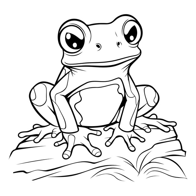 Vector frog sitting on a stump vector illustration of a cartoon frog