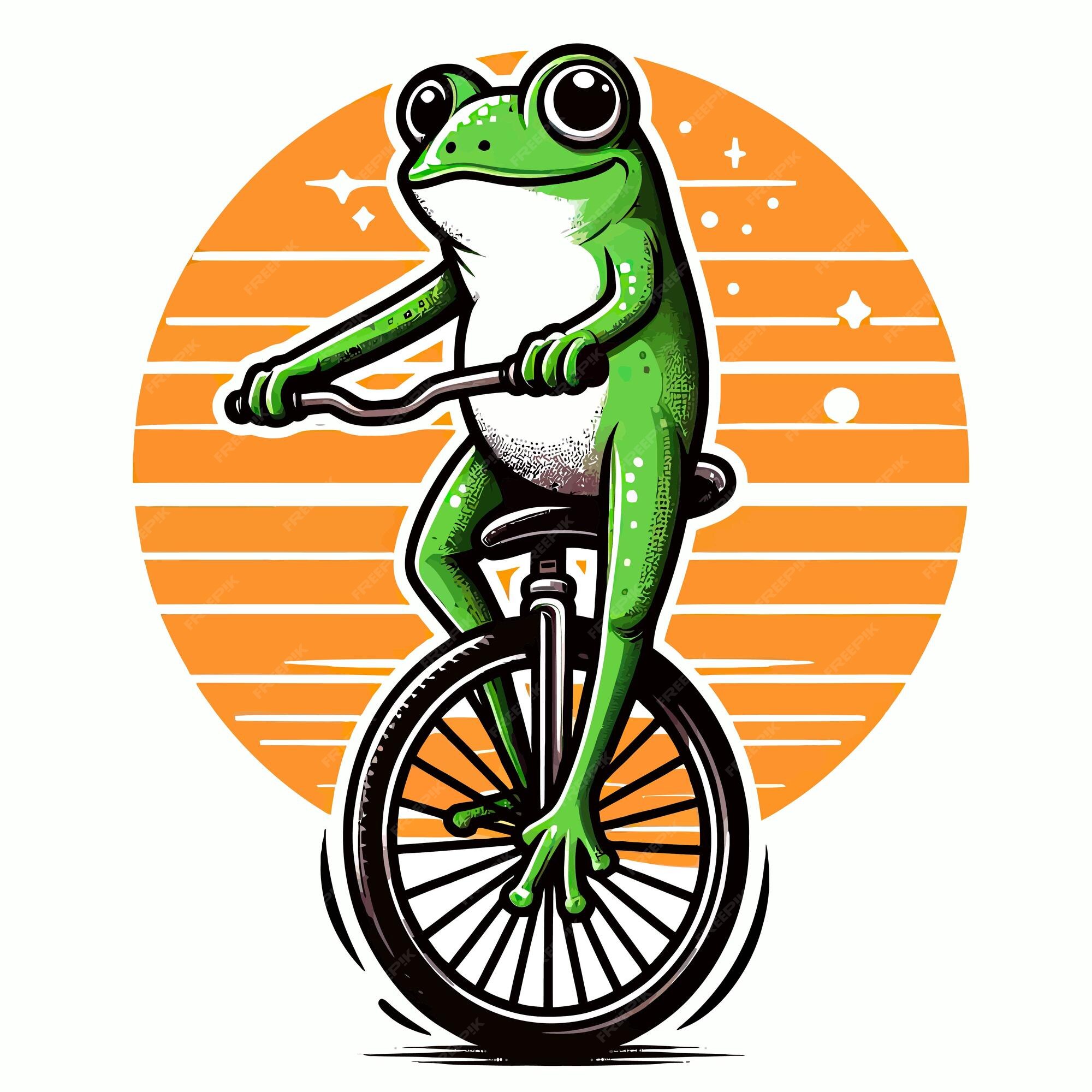 Premium Vector A frog that goes on a unicycle