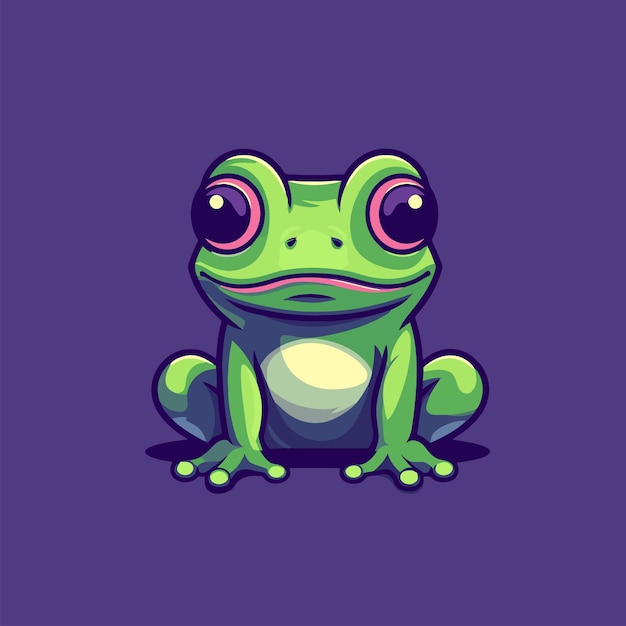 Frog vector icon Cute cartoon green frog Vector illustration