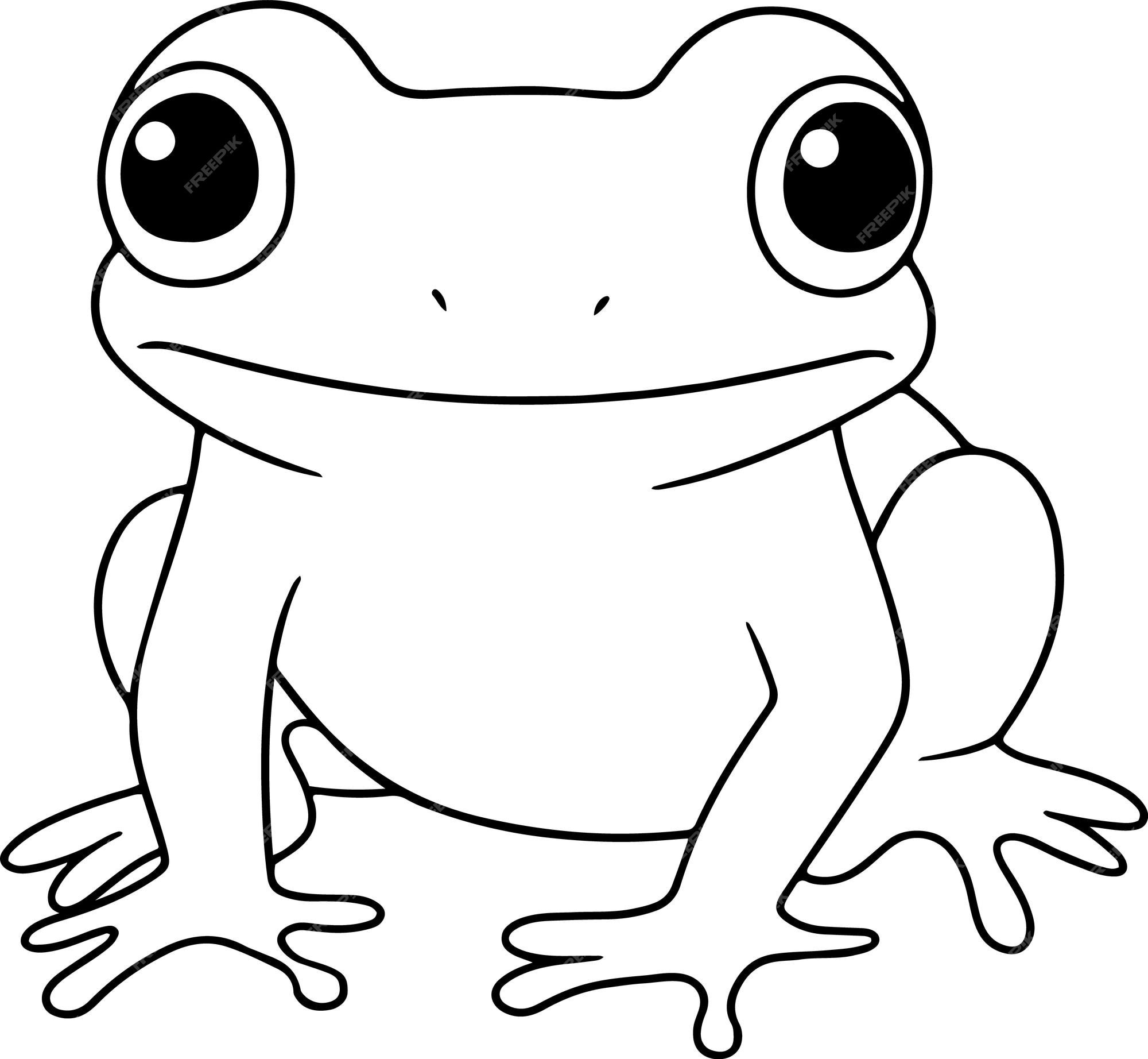 Premium Vector | Frog vector illustration black and white frog coloring