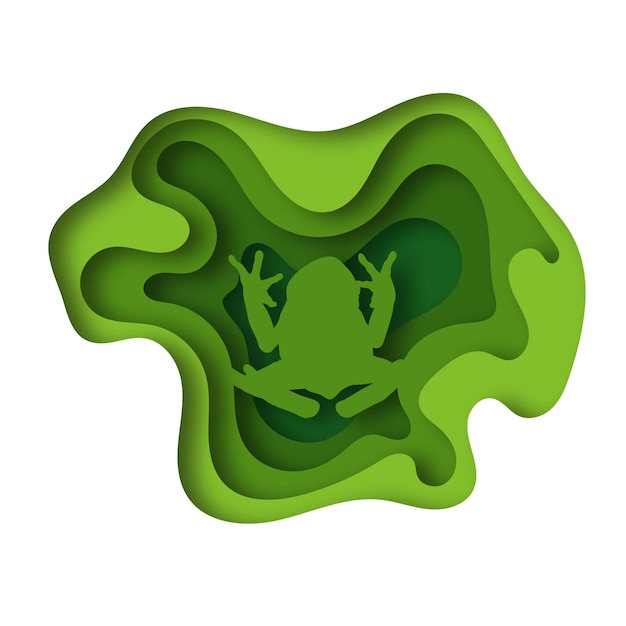 Frog vector paper cut design background