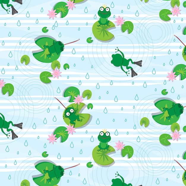 Frog vector seamless pattern