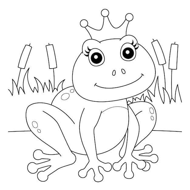 Frog With A Crown Coloring Page for Kids