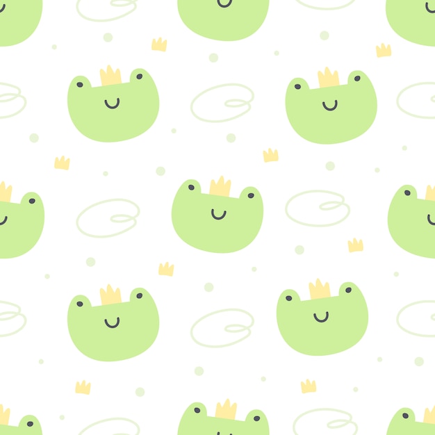 Frog with crown seamless pattern background