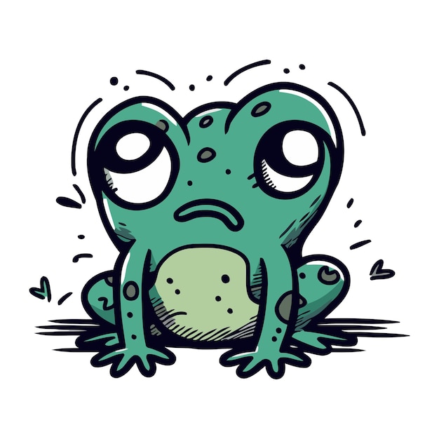 Vector frog with sad eyes vector illustration of a cartoon frog