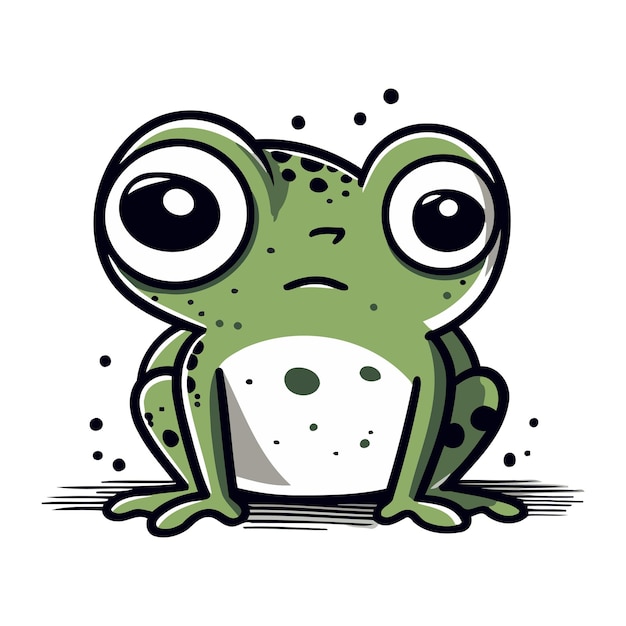 Vector frog with sad eyes vector illustration isolated on white background