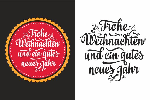Frohe Weihnachten 및 Neues Jahr 독일 크리스마스 타이포그래피 카드