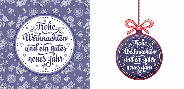 Frohe Weihnachten and Neues Jahr German Christmas typography card