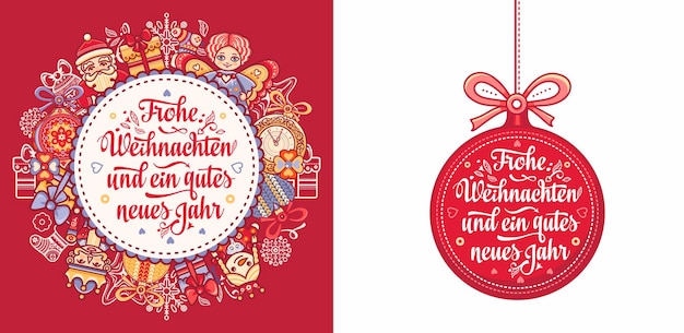 Frohe Weihnachten and Neues Jahr German Christmas typography card