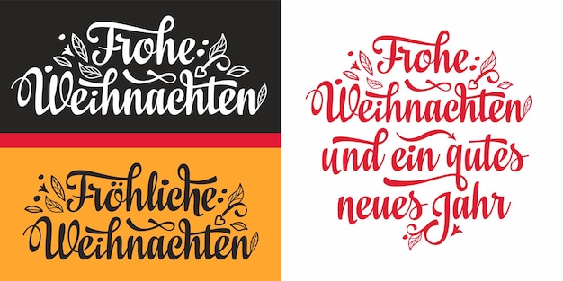 Frohe Weihnachten and Neues Jahr German Christmas typography card