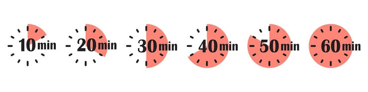 Vector from 10 minites to 60 minutes on stopwatch icon in flat style clock face timer vector illustration on isolated background countdown sign business concept