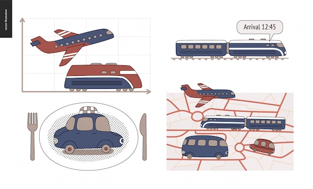 Из пункта А в пункт Б. Транспорт на машине, поезде, самолете