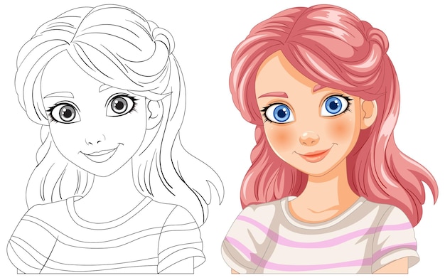 Vector from sketch to colorful illustration