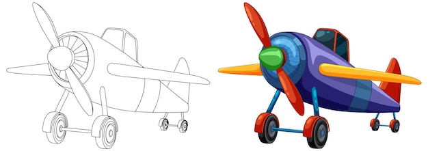 Vector from sketch to colorful vector airplane