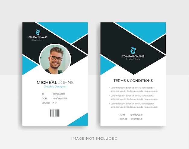 Front and back abstract id cards template