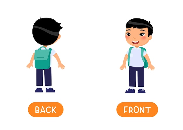 Vector front and back antonyms word card