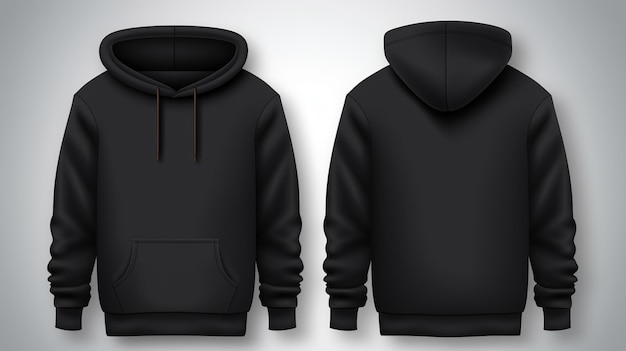 Vector the front and back of a black hoodie