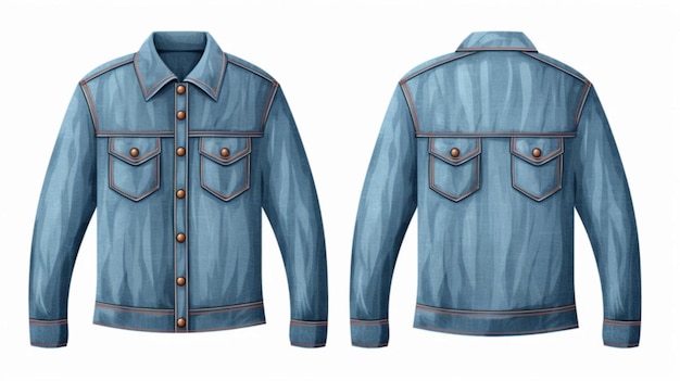 Vector the front and back of a denim jacket