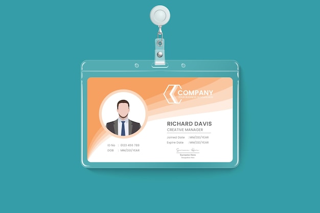 Front and back horizontal id card template with picture