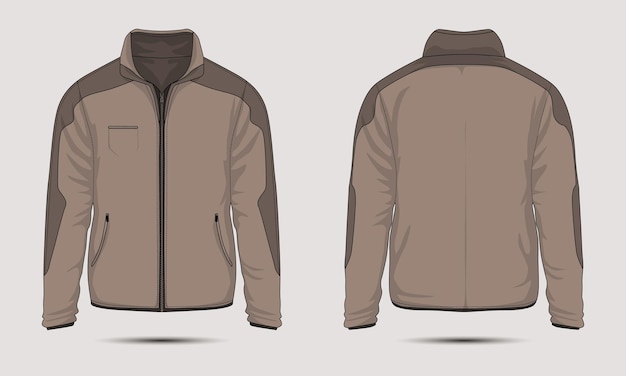 Vector front and back long sleeve military jacket mockup