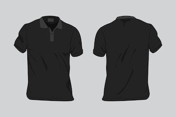 Premium Vector | Front back polo shirt vector illustration in black ...