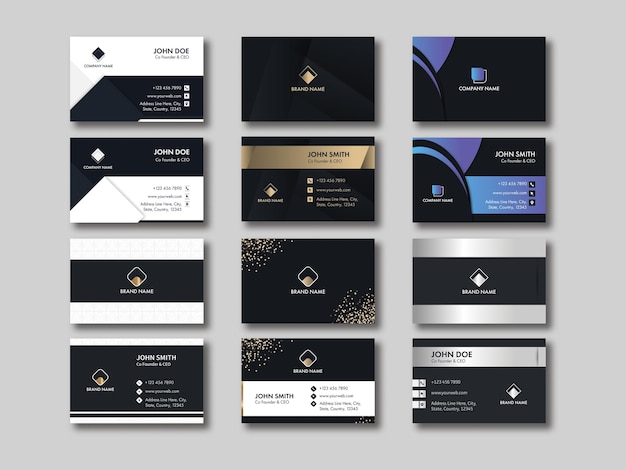 Vector front and back presentation of modern business or visiting card set.