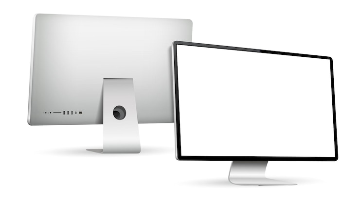 Vector front and back side view of computer screen