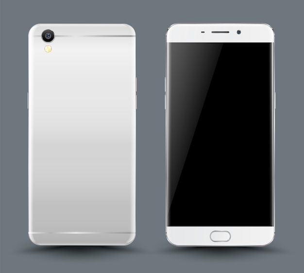 Vettore mockup di smartphone anteriore e posteriore.